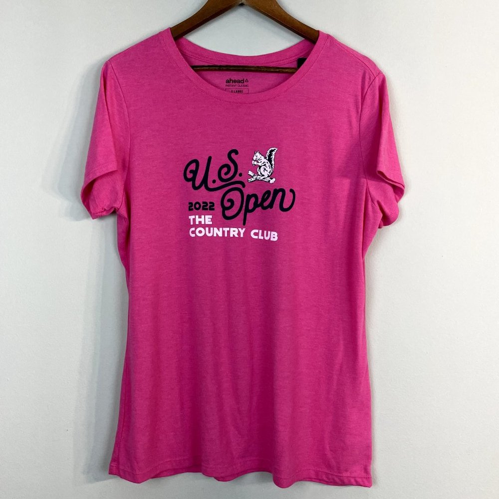 Ahead US Open 2022 T-Shirt Womens XL Pink Golf‎ Club Short Sleeve Top Squirrel